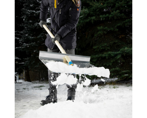 Лопата тротуарная, алюминиевая, 600 х 400 х 1420, деревянный черенок Сибртех 61490