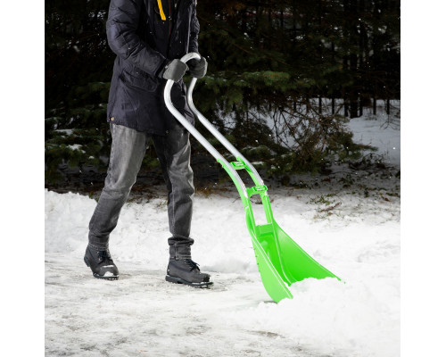 Движок для уборки снега пластиковый, 670 х 530 х 1410 мм, алюминиевая рукоятка Сибртех 61496