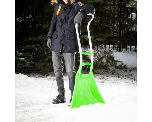 Движок для уборки снега пластиковый, 670 х 530 х 1410 мм, алюминиевая рукоятка Сибртех 61496