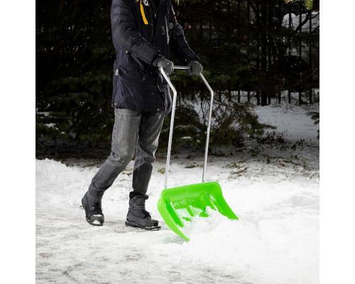 Движок для уборки снега пластиковый, 815 х 440 х 1150 мм, алюминиевая рукоятка СИБРТЕХ 61498