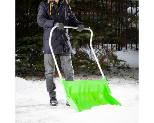 Движок для уборки снега пластиковый, 810 х 535 х 1300 мм, алюминиевая рукоятка СИБРТЕХ 61499