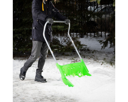 Движок для уборки снега пластиковый, 810 х 535 х 1300 мм, алюминиевая рукоятка СИБРТЕХ 61499