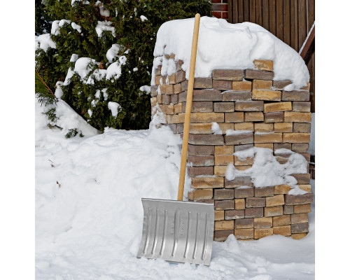 Снеговая оцинкованная лопата с черенком 430х370 мм, металлическая окантовка СИБРТЕХ 61596