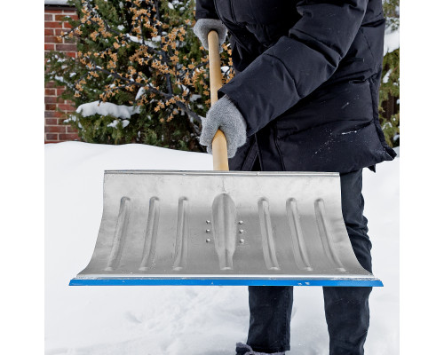 Снеговая оцинкованная лопата с черенком 430х370 мм, металлическая окантовка СИБРТЕХ 61596