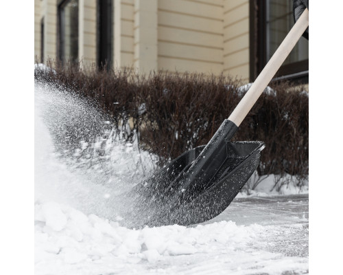 Лопата для уборки снега, полипропилен, 405х410х1470 мм, деревянный черенок 61688