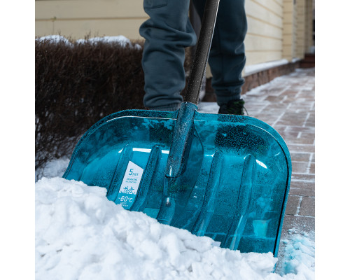 Лопата для уборки снега PALISAD LUXE поликарбонат, 475x400x1385 мм, алюминиевый черенок, ПВХ оплетка 61692