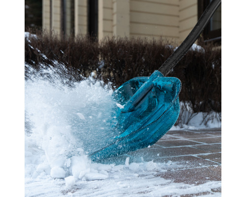 Лопата для уборки снега PALISAD LUXE поликарбонат, 475x400x1385 мм, алюминиевый черенок, ПВХ оплетка 61692