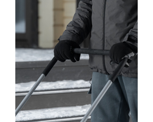 Скрепер-волокуша для уборки снега PALISAD LUXE полипропилен, колеса, 595х715х1445мм, рукоятка с ПВХ 61694