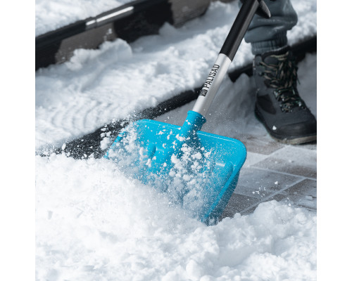 Лопата для уборки снега PALISAD LUXE полипропилен, 350х405х1300мм, алюминиевый черенок, ПВХ накладка 61776