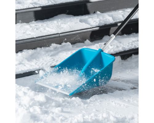 Лопата для уборки снега PALISAD LUXE полипропилен, 365х460х1500 мм, алюминиевый черенок, ПВХ накладка 61794