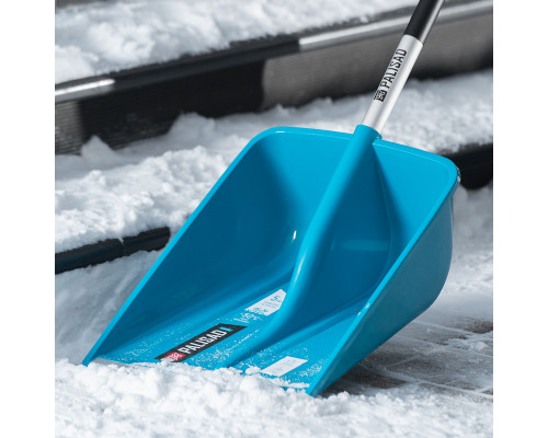 Лопата для уборки снега PALISAD LUXE полипропилен, 365х460х1500 мм, алюминиевый черенок, ПВХ накладка 61794