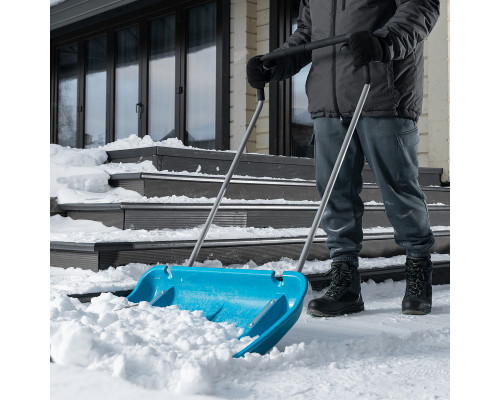 Скрепер для уборки снега PALISAD LUXE полипропилен, колеса, 750х445х1275 мм, рукоятка с ПВХ 61800