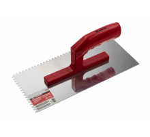 Гладилка из нержавеющей стали, 280 х 130 мм, зеркальная полировка, пластмассовая ручка, зуб 4 х 4 мм Matrix