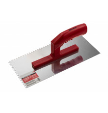 Гладилка из нержавеющей стали, 280 х 130 мм, зеркальная полировка, пластмассовая ручка, зуб 4 х 4 мм Matrix