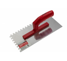 Гладилка из нержавеющей стали 280 х 130 мм, зеркальная полировка, пластмассовая ручка, зуб 8 х 8 мм Matrix 86782