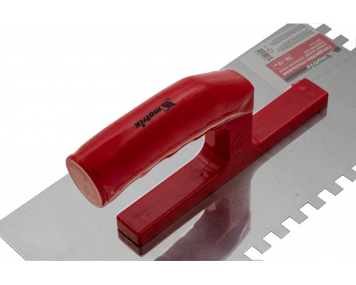 Гладилка из нержавеющей стали 280 х 130 мм, зеркальная полировка, пластмассовая ручка, зуб 8 х 8 мм Matrix 86782