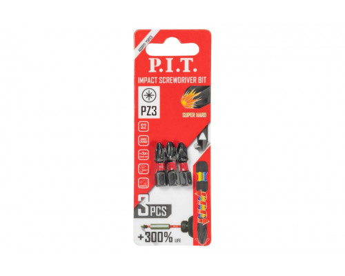 Бита ударная магнитная P.I.T. PZ3x25 мм, IMPACT, 3 шт. ASDR01-25PZ3