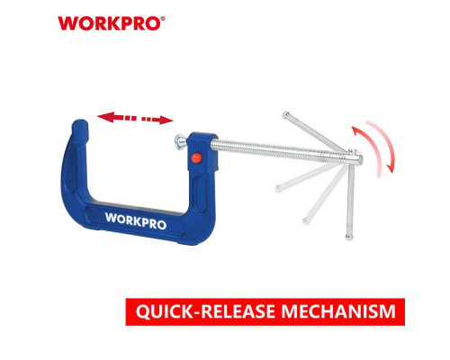 Струбцина WORKPRO G-образная, быстроразъемная 75 мм WP232022