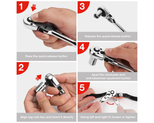 Трещотка WORKPRO 1/2" удлиненная с поворотной головкой WP271029