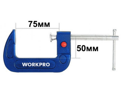 Струбцина WORKPRO G-образная, быстроразъемная 75 мм WP232022