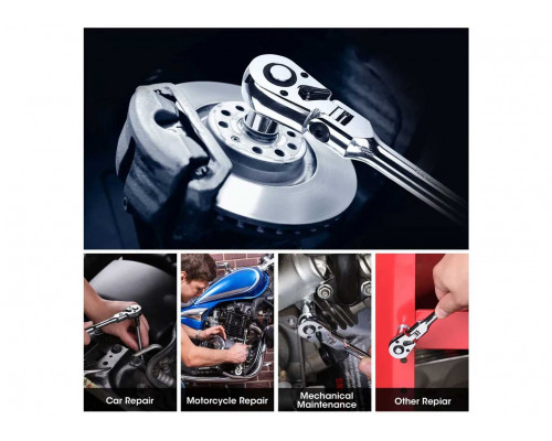 Трещотка WORKPRO 1/4 удлиненная с поворотной головкой WP271027