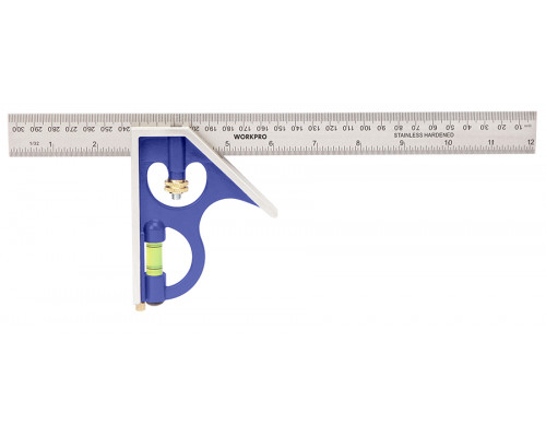 Угольник алюминиевый 300 мм WORKPRO с уровнем WP264002