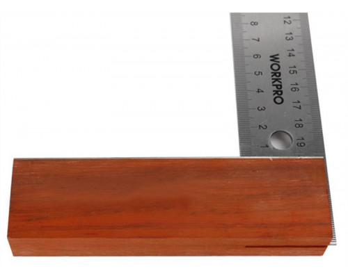 Угольник с деревянной ручкой WORKPRO 200 мм WP264004