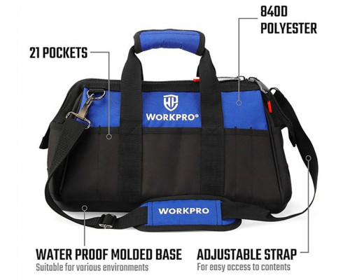 Сумка для инструментов WORKPRO 420 мм, водонепроницаемое основание WP281007