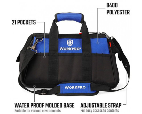 Сумка для инструментов WORKPRO 510 мм, водонепроницаемое основание WP281026