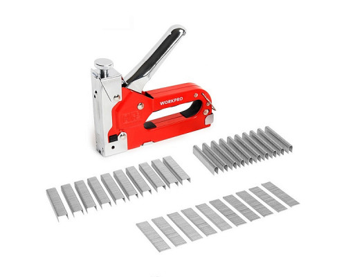 Степлер WORKPRO 3-в-1 4-14 мм в кейсе с набором скоб WP223005