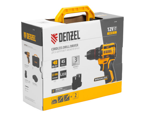Дрель-шуруповерт аккумуляторная бесщеточная Denzel CDH-BL-12 26108
