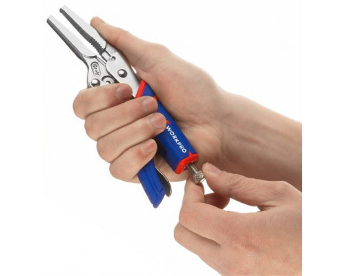 Клещи зажимные WORKPRO 230 мм, удлиненные прямые губки WP231076