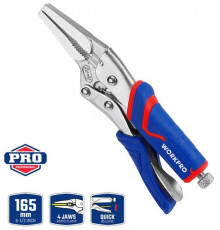 Клещи зажимные WORKPRO 230 мм, удлиненные прямые губки WP231076