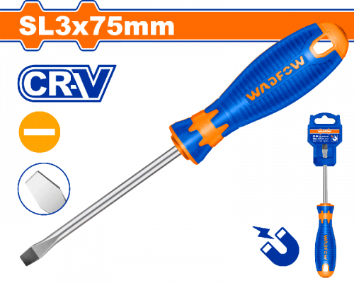 Oтвертка плоская SL3х75 мм WADFOW WSD1233 Oтвертка плоская SL3х75 мм WADFOW WSD1233