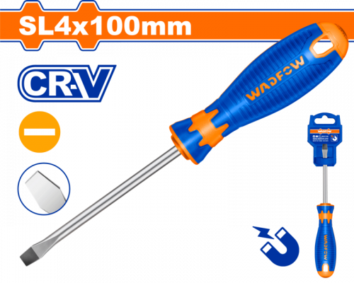 Oтвертка плоская SL4х100 мм WADFOW WSD1244 Oтвертка плоская SL4х100 мм WADFOW WSD1244