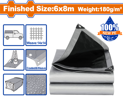 Тент 6х8 м 180 г/м2 WADFOW WTQ8868