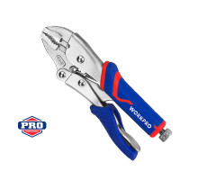 Клещи зажимные WORKPRO 180 мм, с изогнутыми губками WP231073