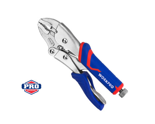 Клещи зажимные WORKPRO 180 мм, с изогнутыми губками WP231073