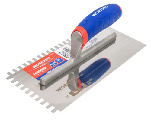 Гладилка WORKPRO 280х130 мм, зубья 6х10 мм, нержавеющая сталь WP323004