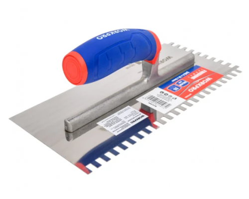 Гладилка WORKPRO 280х130 мм, зубья 6х10 мм, нержавеющая сталь WP323004