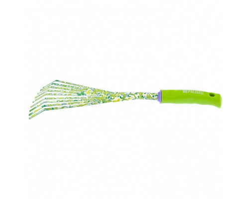 Грабли веерные 9 - зубые, 130 х 415 мм, стальные, пластиковая рукоятка Palisad Flower Green 620425 Грабли веерные 9 - зубые, 130 х 415 мм, стальные, пластиковая рукоятка Palisad Flower Green 620425