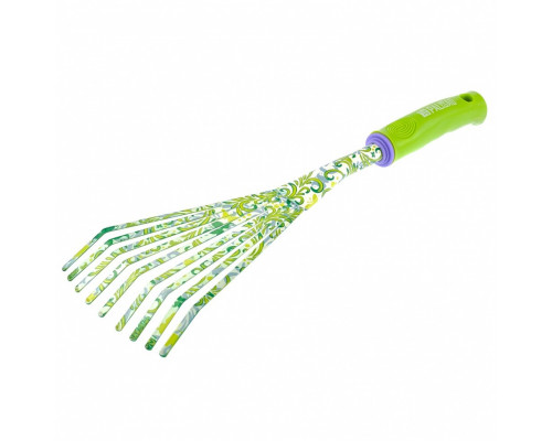 Грабли веерные 9 - зубые, 130 х 415 мм, стальные, пластиковая рукоятка Palisad Flower Green 620425 Грабли веерные 9 - зубые, 130 х 415 мм, стальные, пластиковая рукоятка Palisad Flower Green 620425