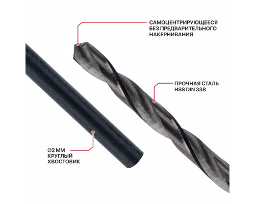 Сверло по металлу самоцентрирующееся P.I.T. 2 мм AMED16-0002