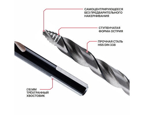 Сверло по металлу самоцентрирующееся P.I.T. 8 мм AMED16-0008
