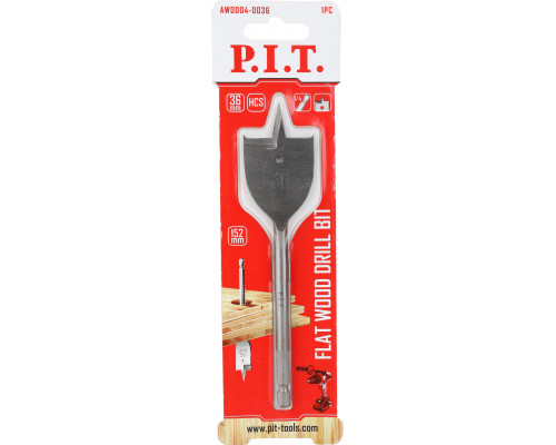 Сверло по дереву перовое P.I.T. Ø36x152 мм, хвостовик HEX 1/4"/6,35 мм AWOD04-0036