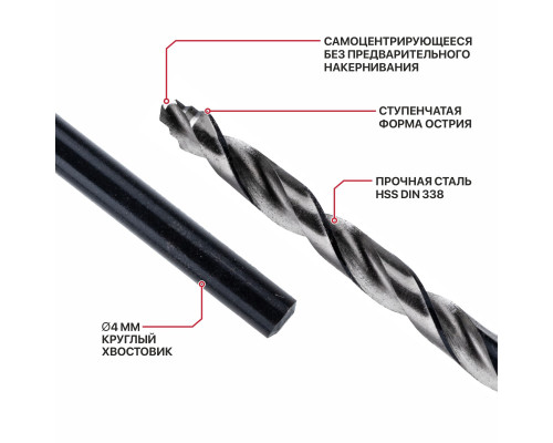 Сверло по металлу самоцентрирующееся P.I.T. 4 мм AMED16-0004