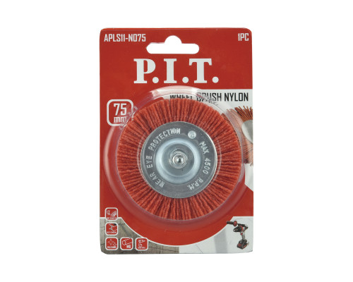 Кордщетка дисковая P.I.T. 75x1,2 мм, нейлоновая проволока, хвостовик 6 мм APLS11-N075