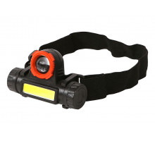 Налобный аккумуляторный фонарь Sturm COB и XPE светодиоды, функция зум, 140лм 4052-01-140