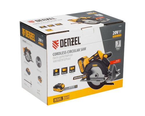 Пила циркулярная аккумуляторная бесщеточная Denzel CCSH-BL-20-185  27409