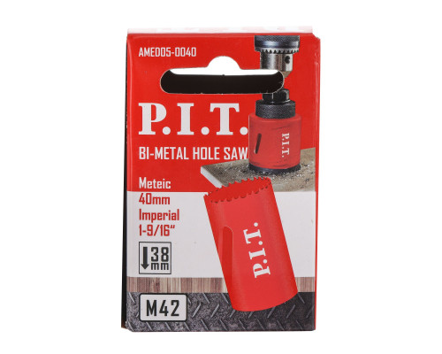 Коронка биметаллическая по металлу P.I.T. 40x44 мм, сталь М42 (HSS Со 8%) AMED05-0040 Коронка биметаллическая по металлу P.I.T. 40x44 мм, сталь М42 (HSS Со 8%) AMED05-0040